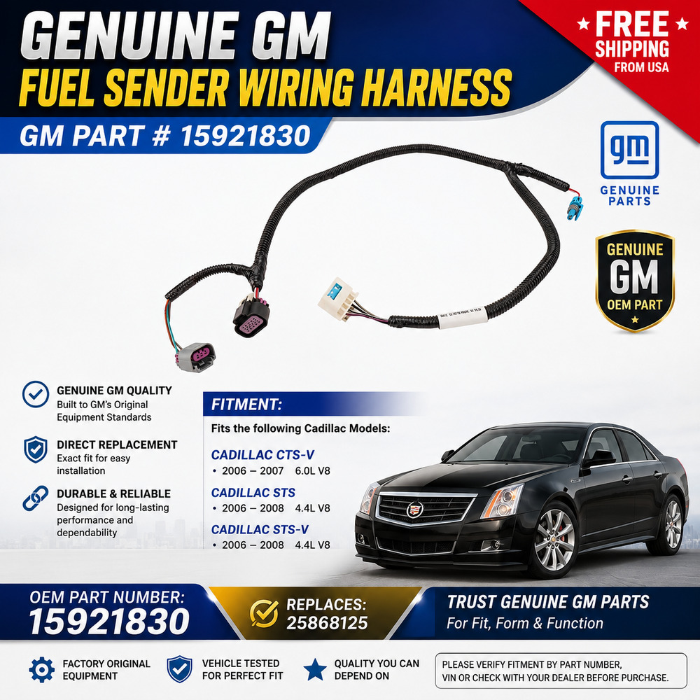 Genuine GM Fuel Sender Wiring Harness 15921830 Cadillac CTS-V STS-V OEM